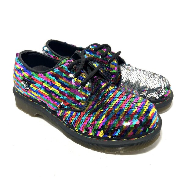 Dr Martens 1461 Sequin Rainbow Silver 24597 Women’s 6 Original Oxford - Picture 1 of 8